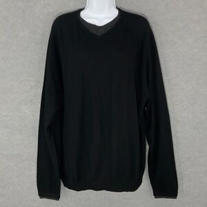 Barry Bricken Silk Cashmere Sweater V-Neck Long Sleeve XL Golf‎ Grandpa Pullover